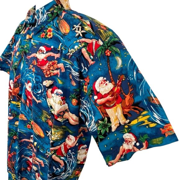 Max Boxxer Hawaiian Aloha Christmas Santa Shirt Mens M Surfing Beach Novelty - Picture 4 of 11